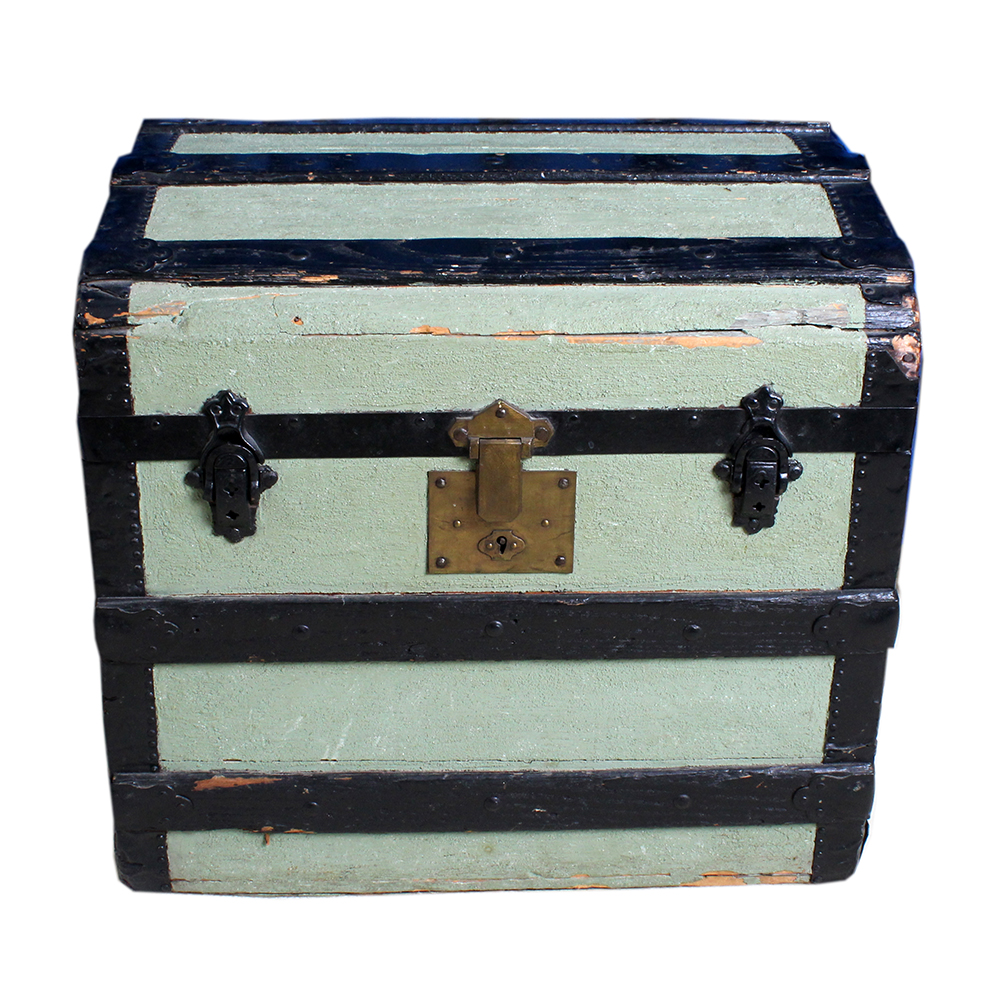 Antique Moss Green Hardwood Trunk
