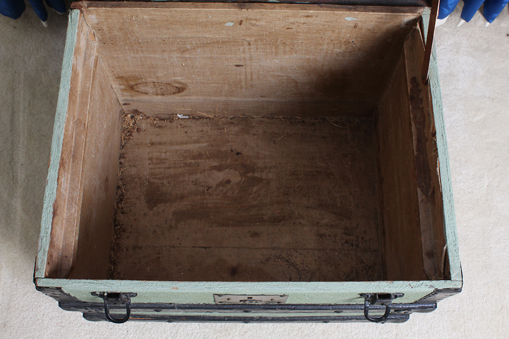Antique Moss Green Hardwood Trunk