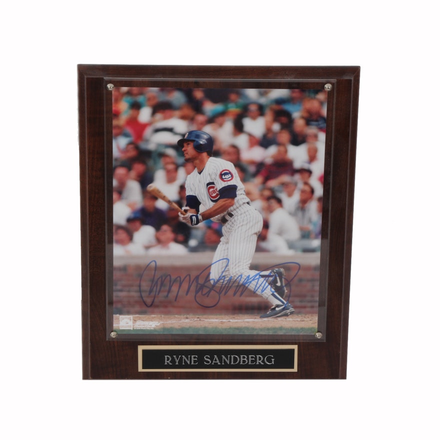 Ryne Sandberg Autographed Photo Plaque