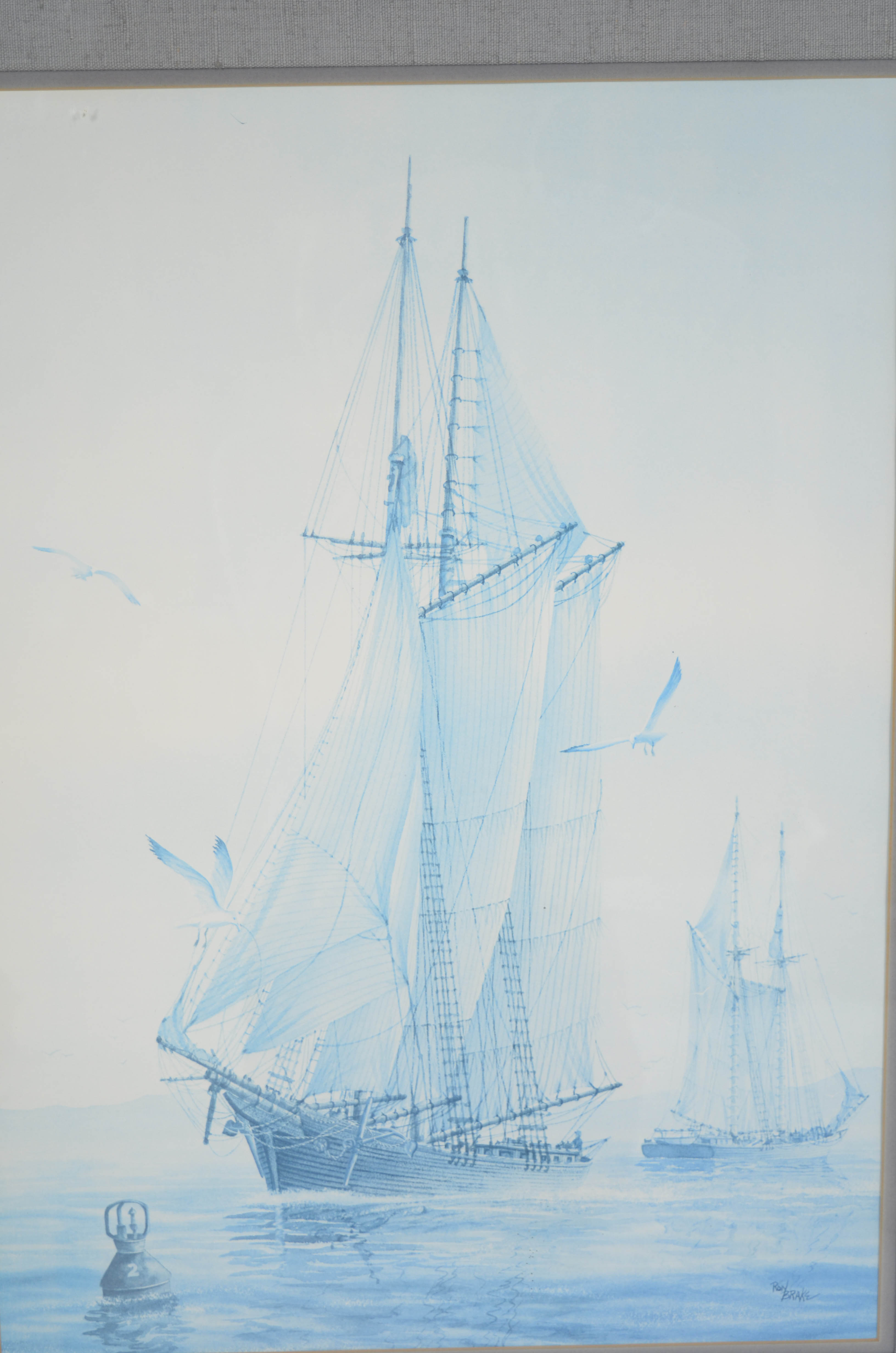 Ron Brake Signed Nautical Offset Lithograph