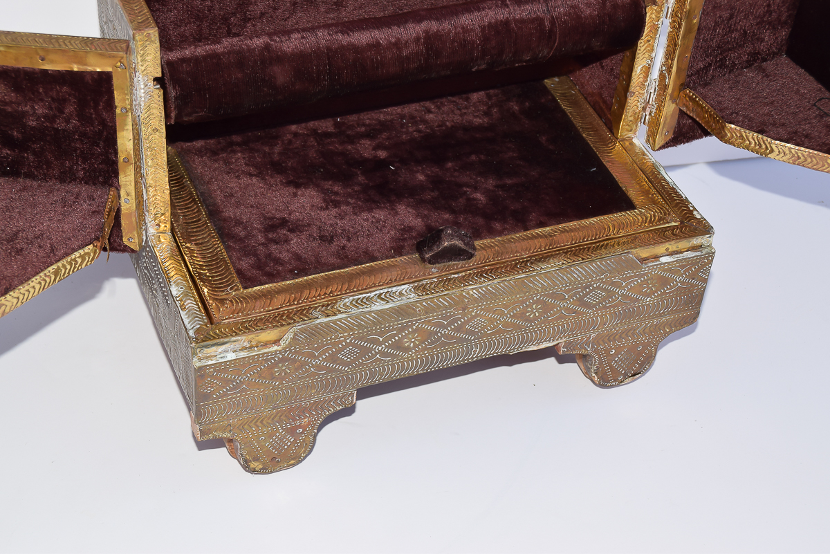 Vintage Indo-Portuguese Style Wooden Jewelry Box