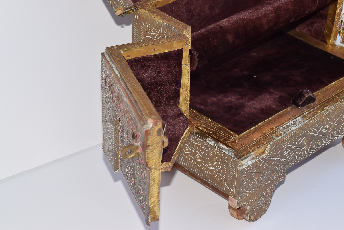 Vintage Indo-Portuguese Style Wooden Jewelry Box