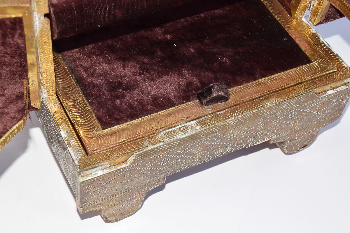 Vintage Indo-Portuguese Style Wooden Jewelry Box