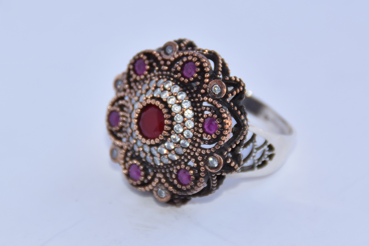 Four Ornate Sterling Silver Rings