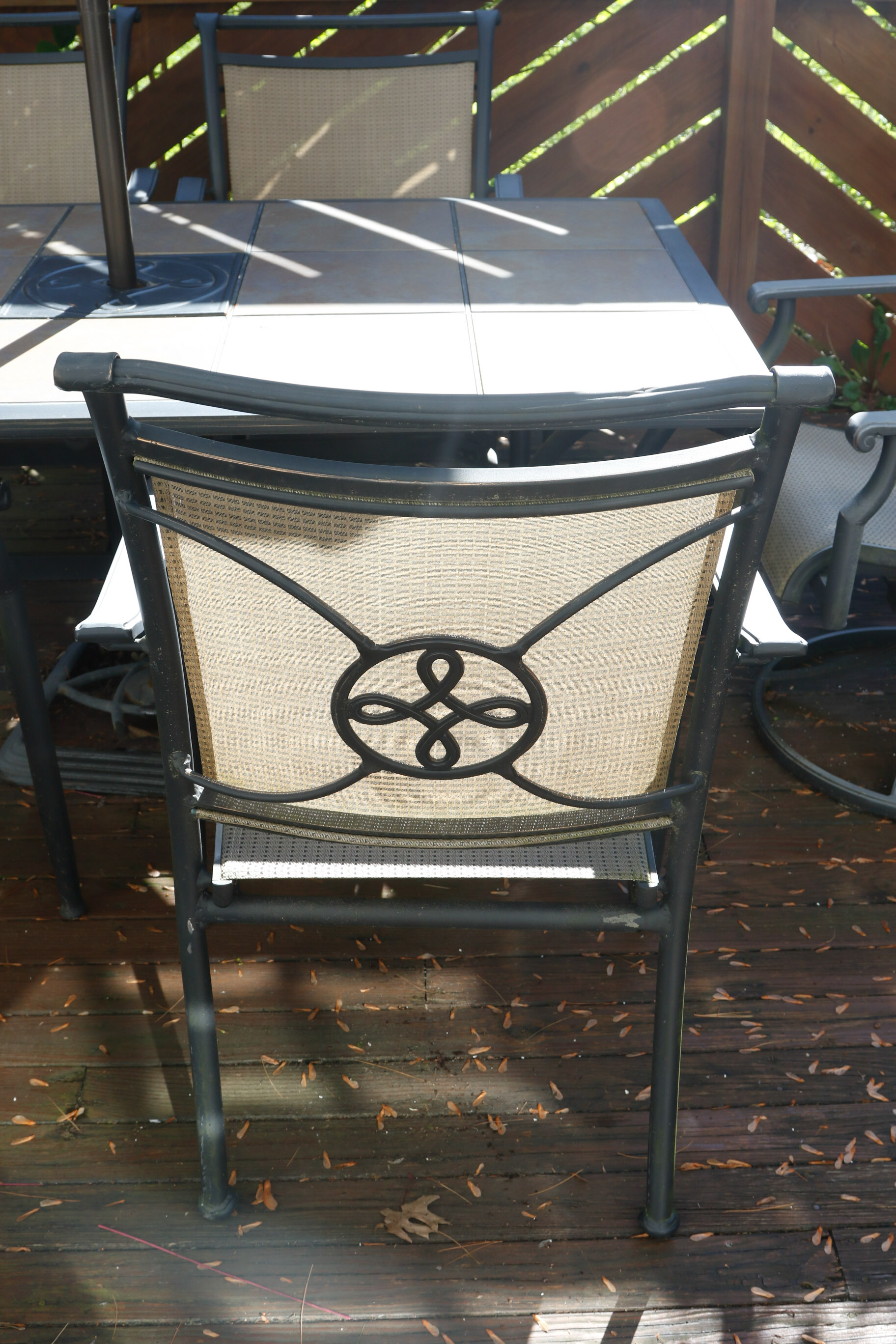 Ceramic Tile Top Patio Dining Table and Chairs with Umbrella