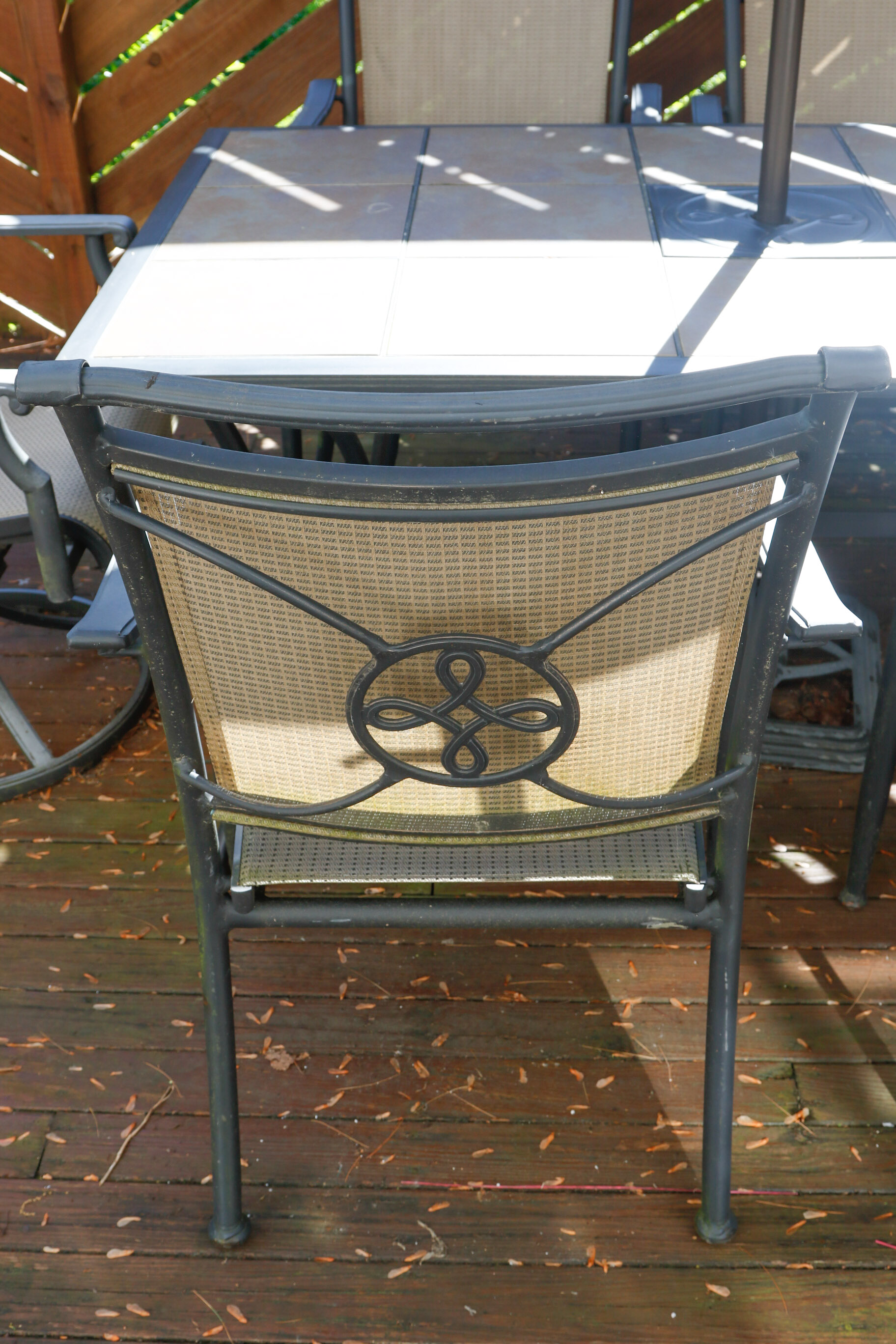 Ceramic Tile Top Patio Dining Table and Chairs with Umbrella
