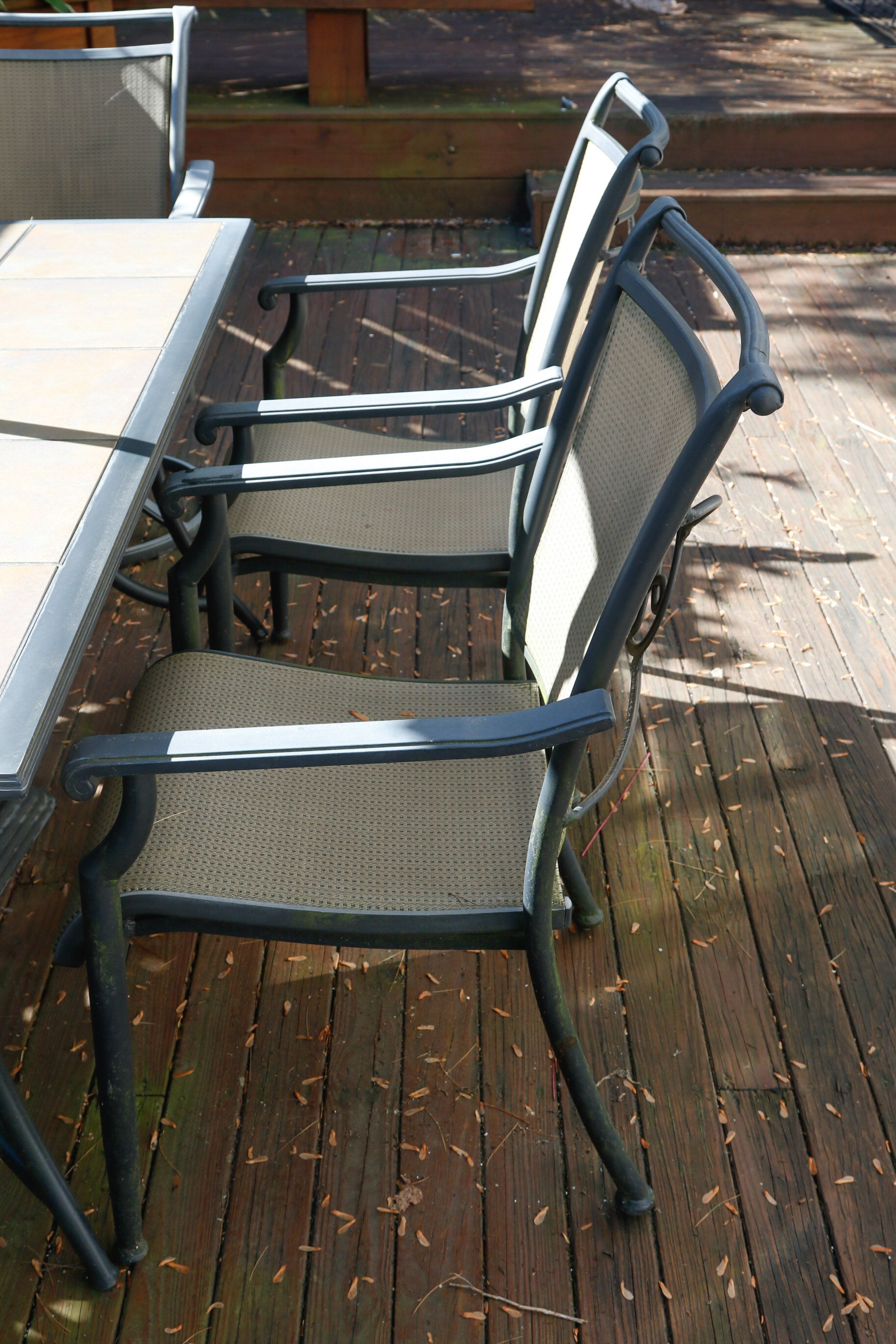 Ceramic Tile Top Patio Dining Table and Chairs with Umbrella