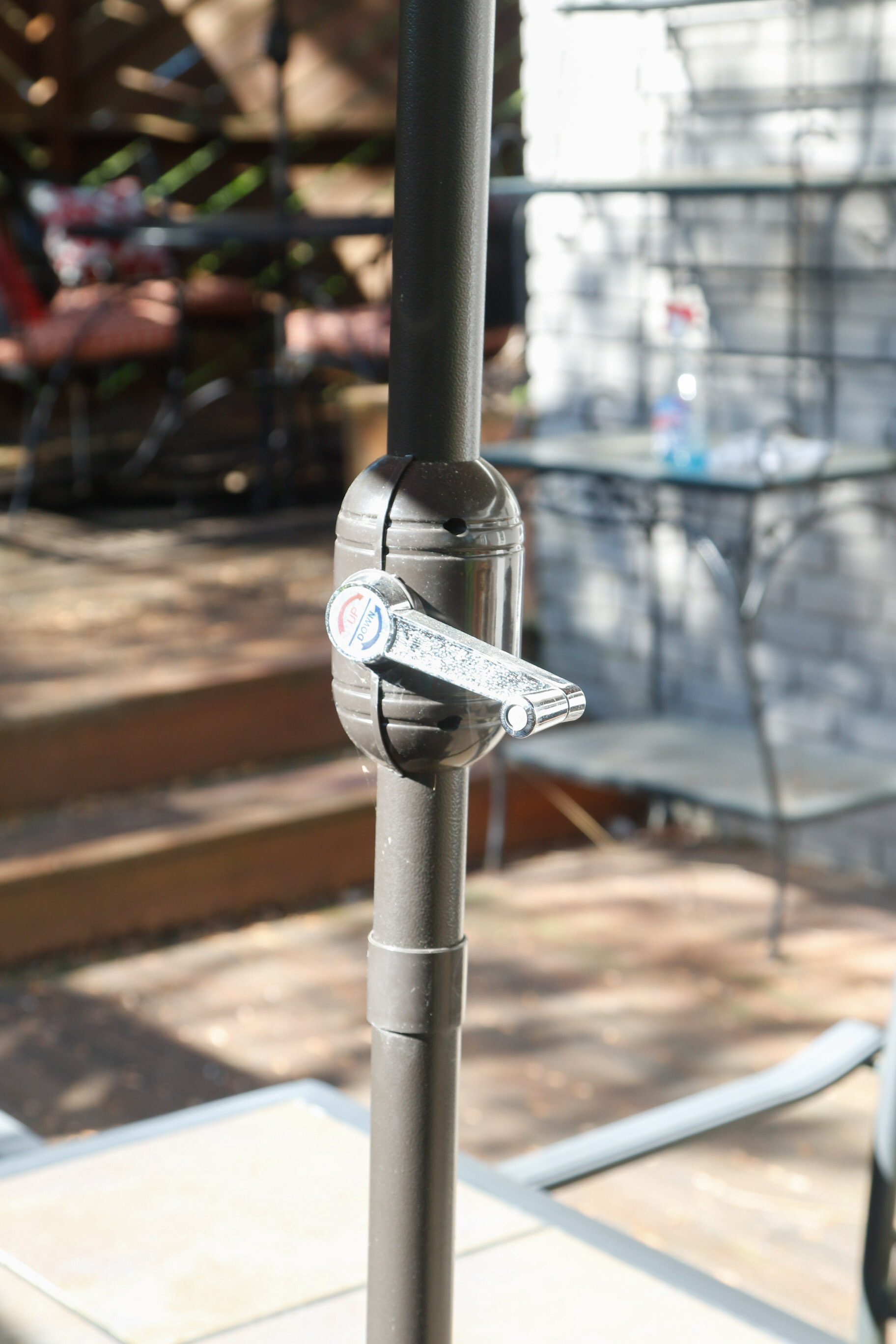 Ceramic Tile Top Patio Dining Table and Chairs with Umbrella