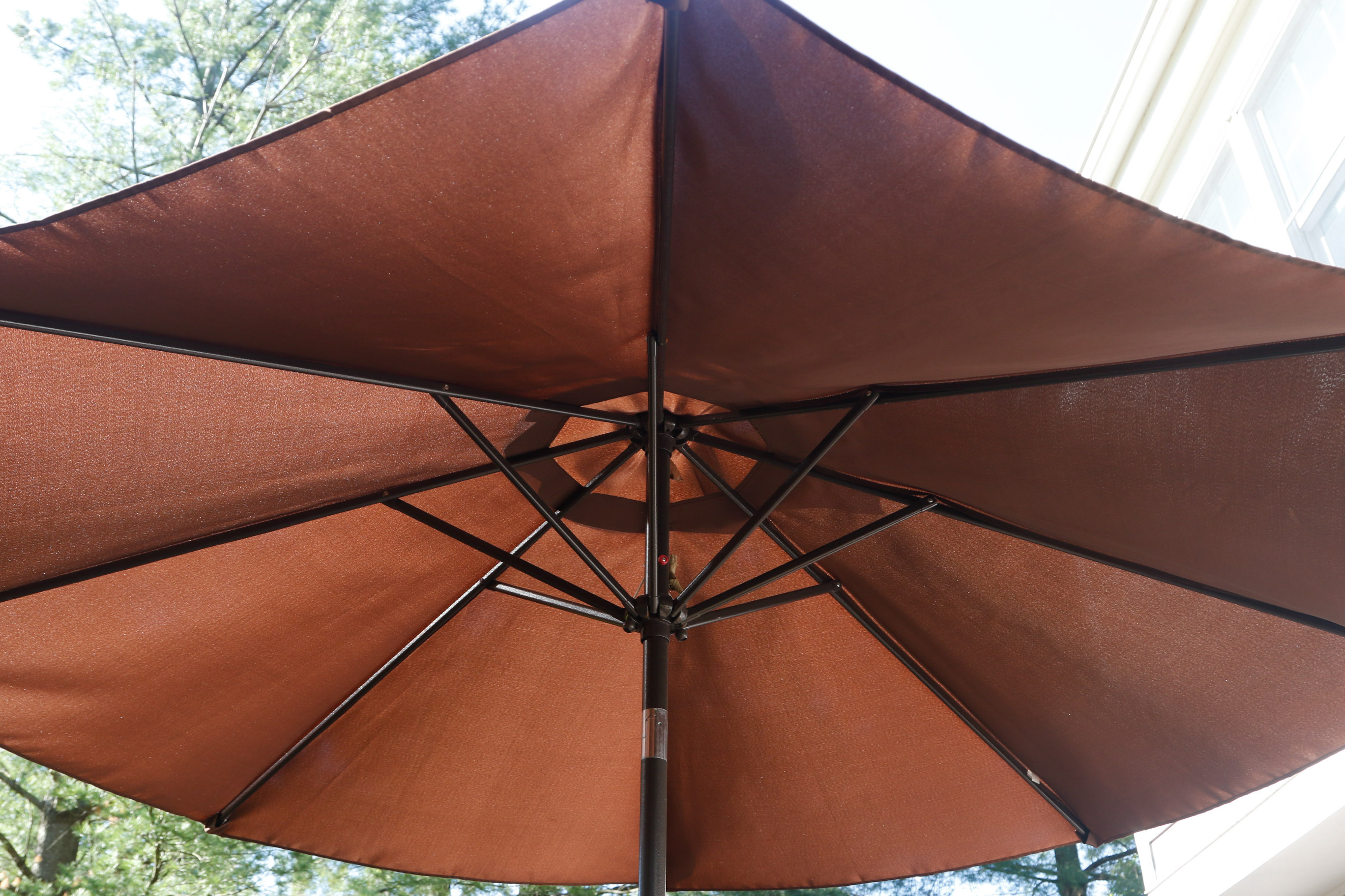 Ceramic Tile Top Patio Dining Table and Chairs with Umbrella