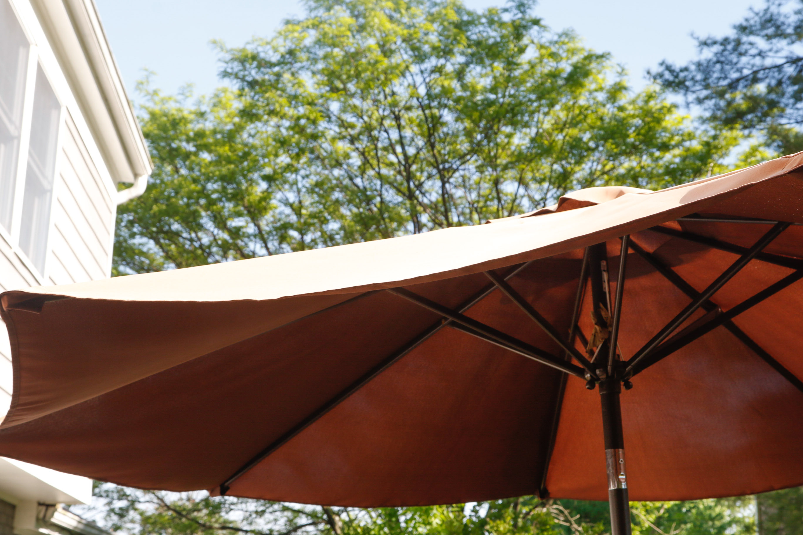 Ceramic Tile Top Patio Dining Table and Chairs with Umbrella