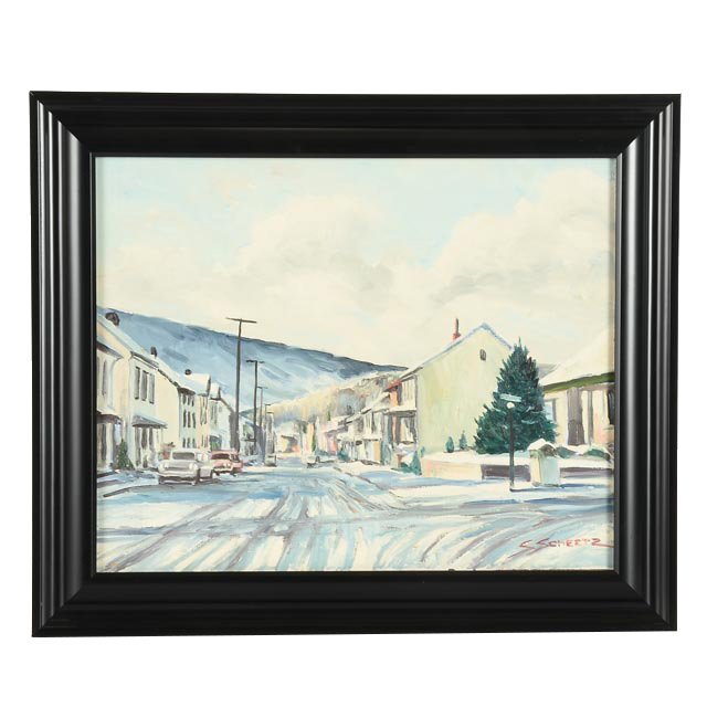 S. Scheetz Oil Painting of Street Scene in Duncannon, PA