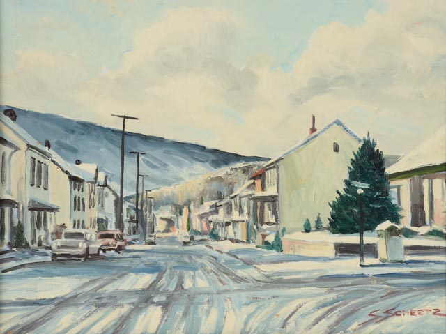 S. Scheetz Oil Painting of Street Scene in Duncannon, PA