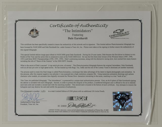 Dale Earnhardt Sr. Autographed Limited Edition Looney Tunes Print