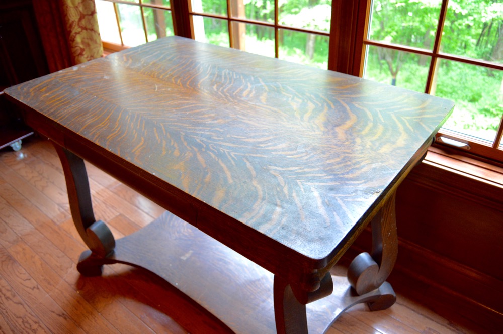 Antique Tiger Oak Library Table