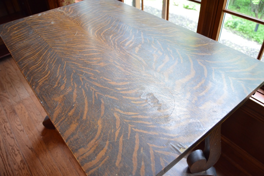 Antique Tiger Oak Library Table