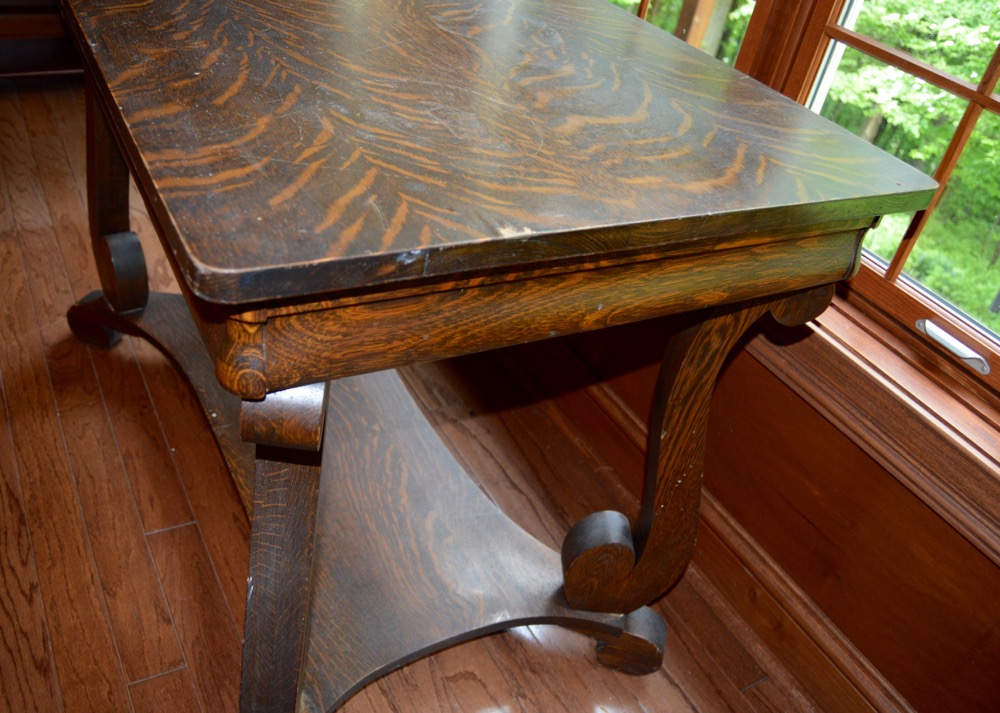 Antique Tiger Oak Library Table