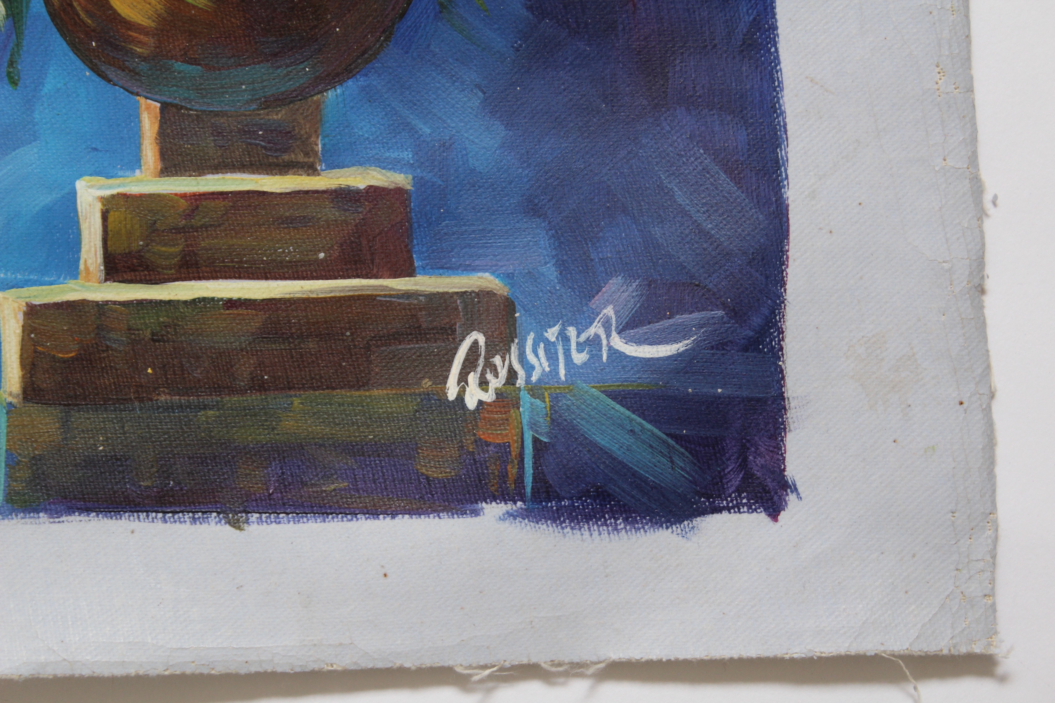 Duet of Vintage Floral Original Art Paintings