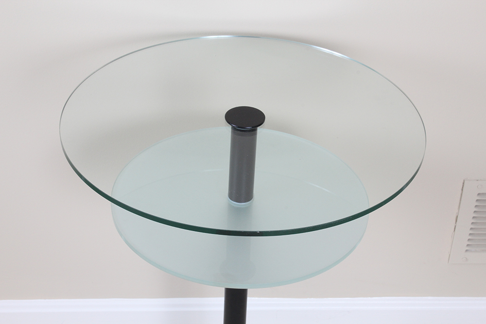 Metal and Glass Double-Tiered Side Table