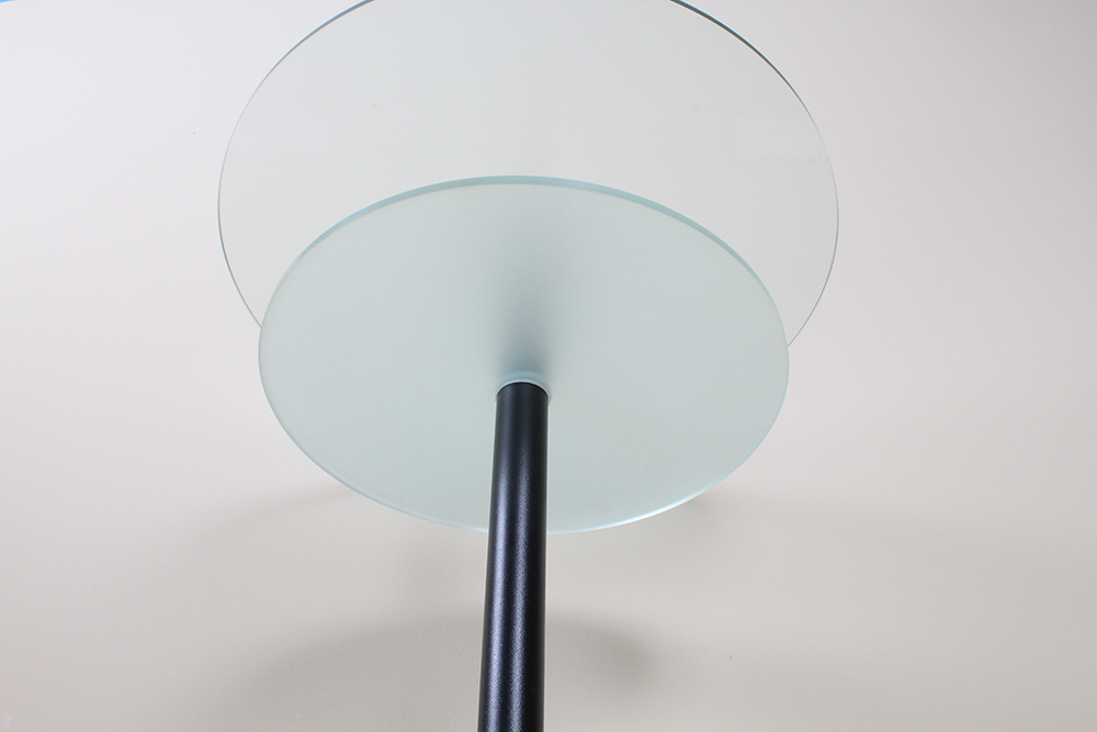 Metal and Glass Double-Tiered Side Table