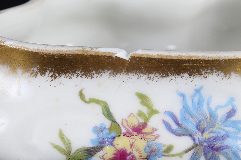 French Limoges Kitchenware with Pink Floral Motif