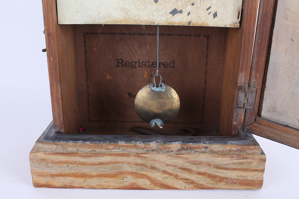 Mid 19th Century German Mantel Clock With Reverse Painted Glass