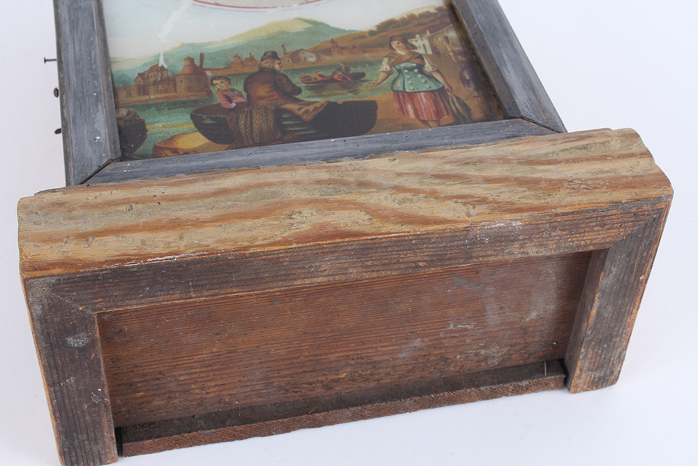 Mid 19th Century German Mantel Clock With Reverse Painted Glass