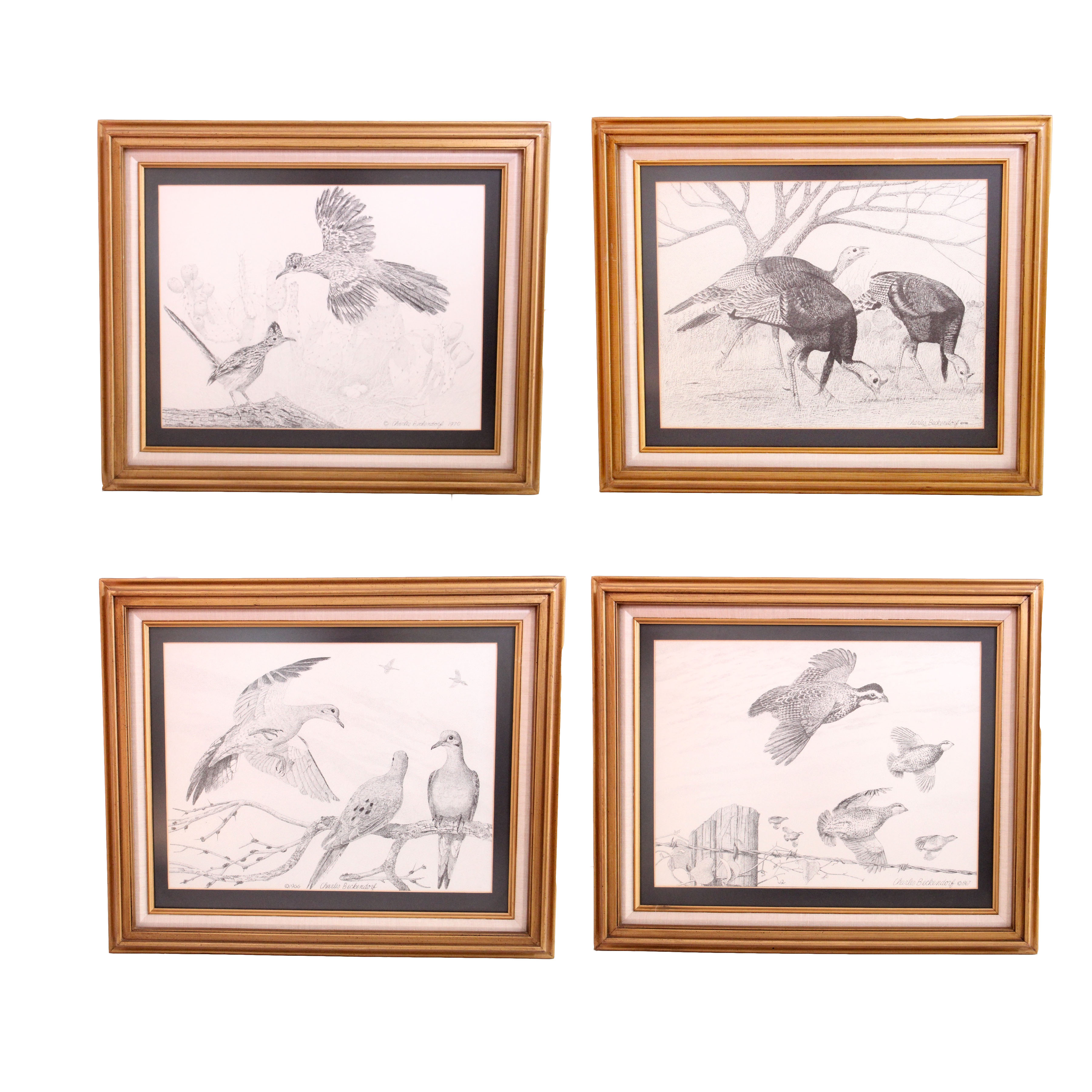 Four Framed Vintage 1960s Prints After Charles Beckendorf
