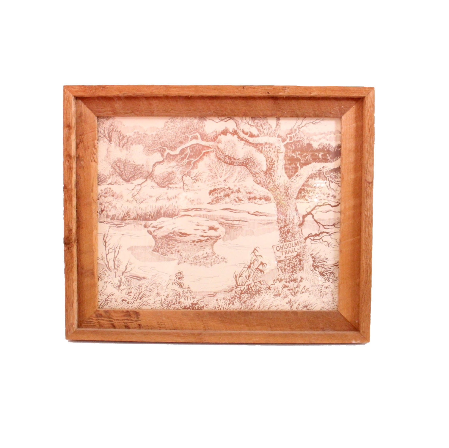 Vintage 1970s Framed Print of the Chisholm Trail