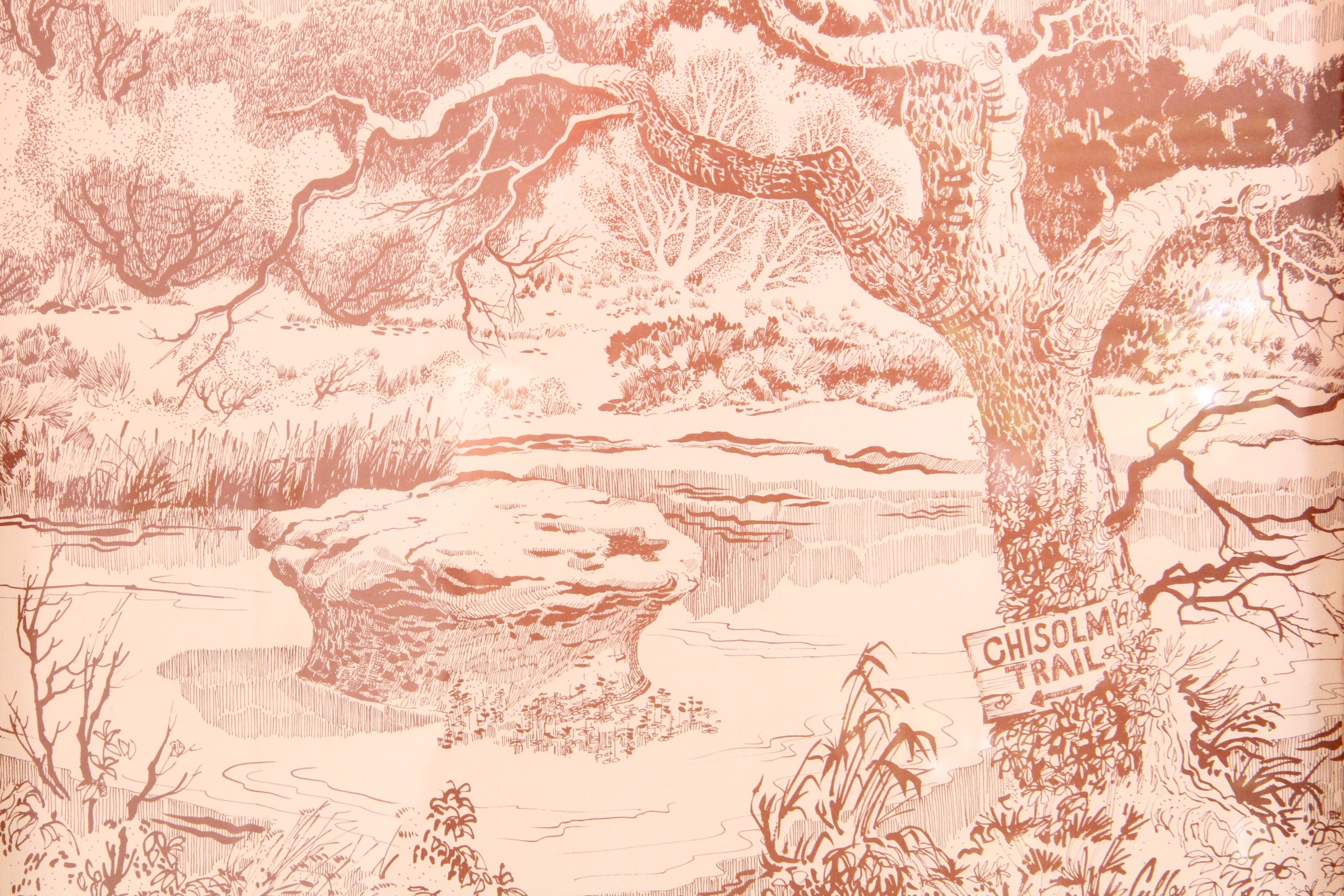 Vintage 1970s Framed Print of the Chisholm Trail