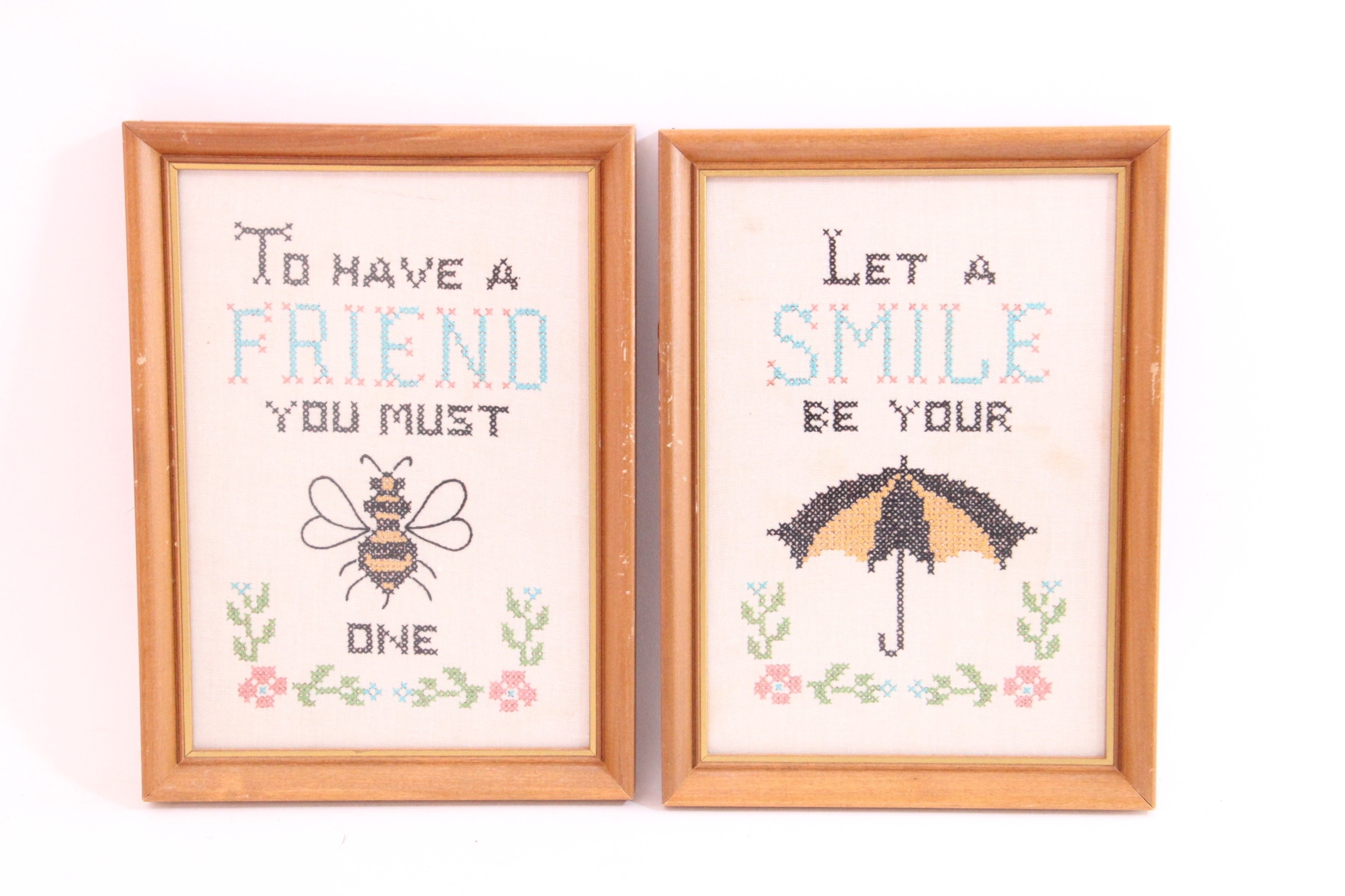 Five Framed Needlepoint Pictures