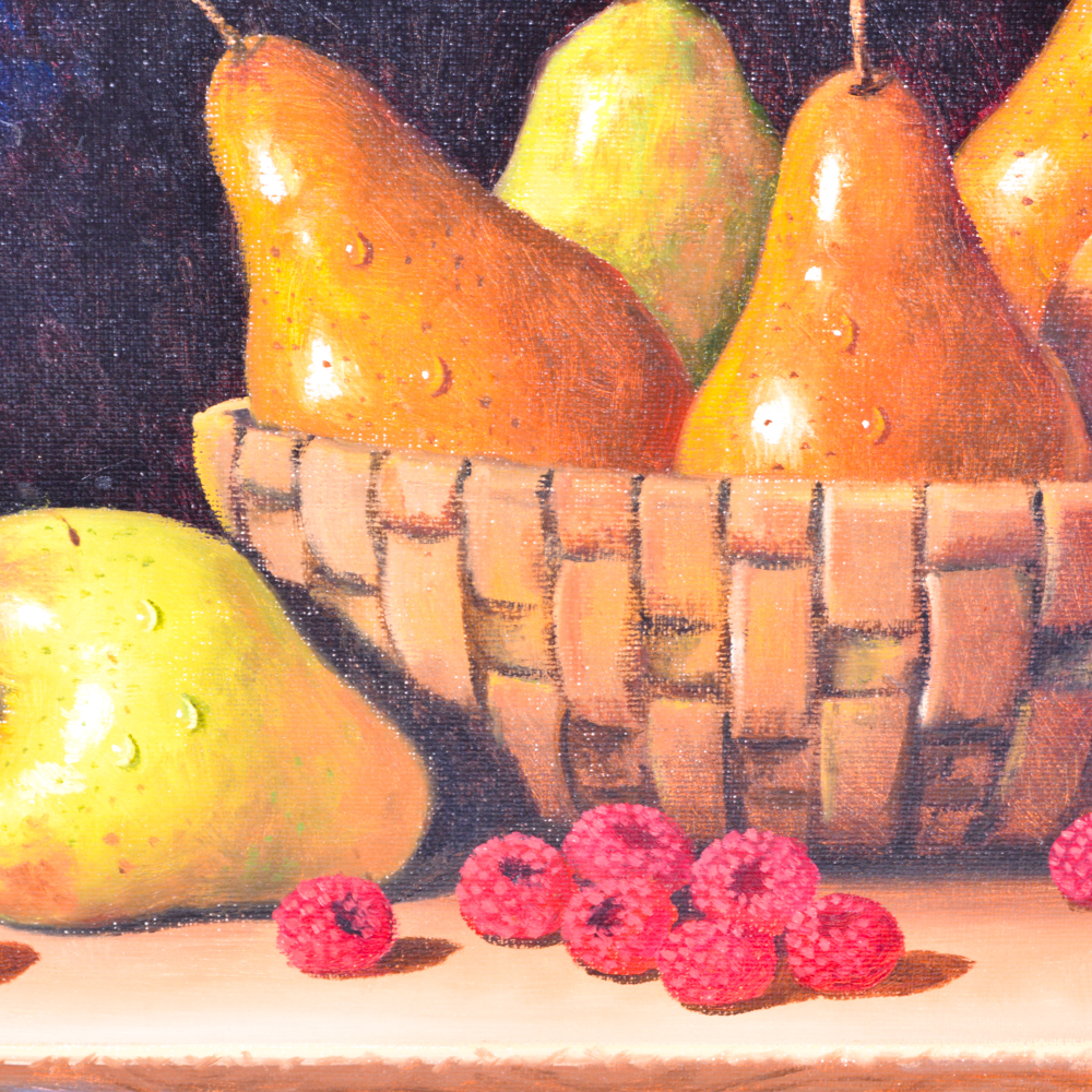 Signed Still Life of Pears and Raspberries by Grod