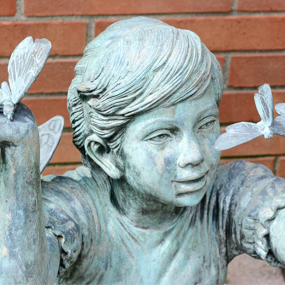 "Girl with Butterflies" Bronze Statue by Leonardo Rossi