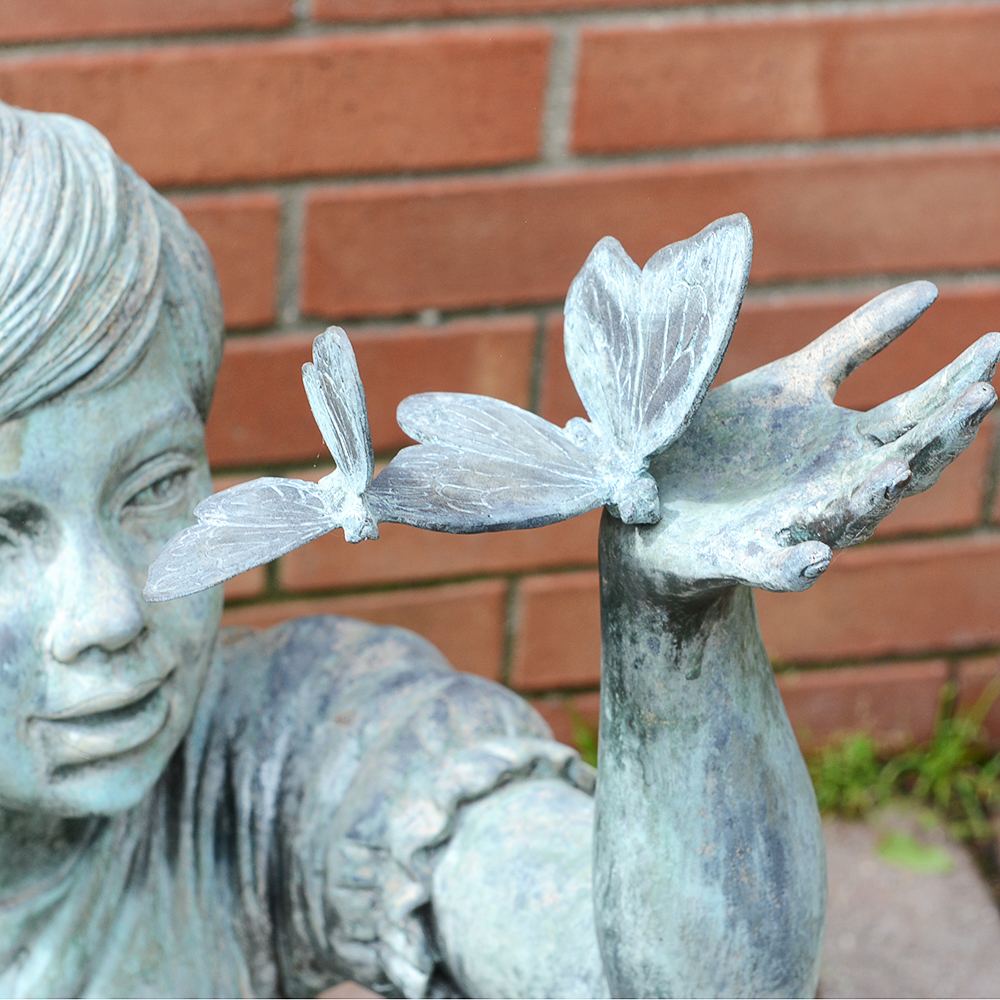 "Girl with Butterflies" Bronze Statue by Leonardo Rossi