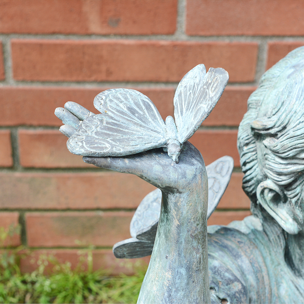 "Girl with Butterflies" Bronze Statue by Leonardo Rossi
