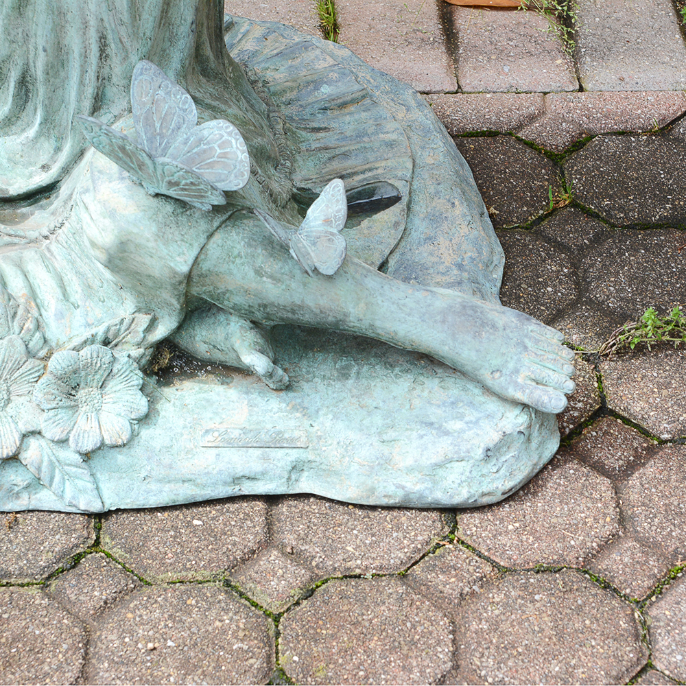 "Girl with Butterflies" Bronze Statue by Leonardo Rossi