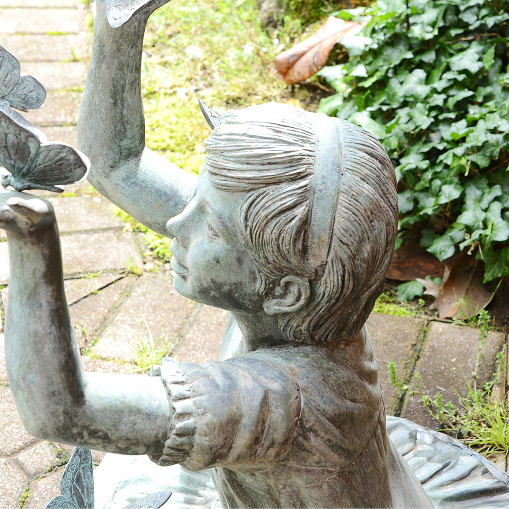 "Girl with Butterflies" Bronze Statue by Leonardo Rossi