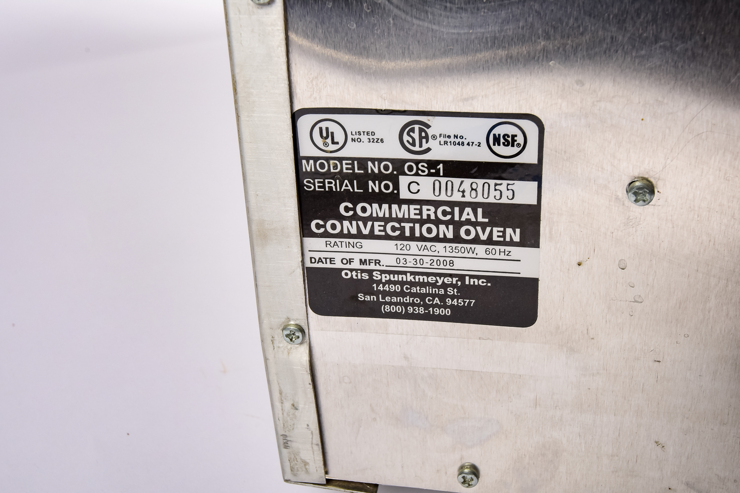 Otis Spunkmeyer Oven