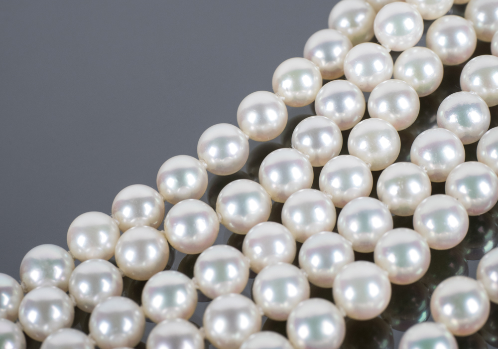 MIKIMOTO Platinum, Diamond and Five-Strand Pearl Choker