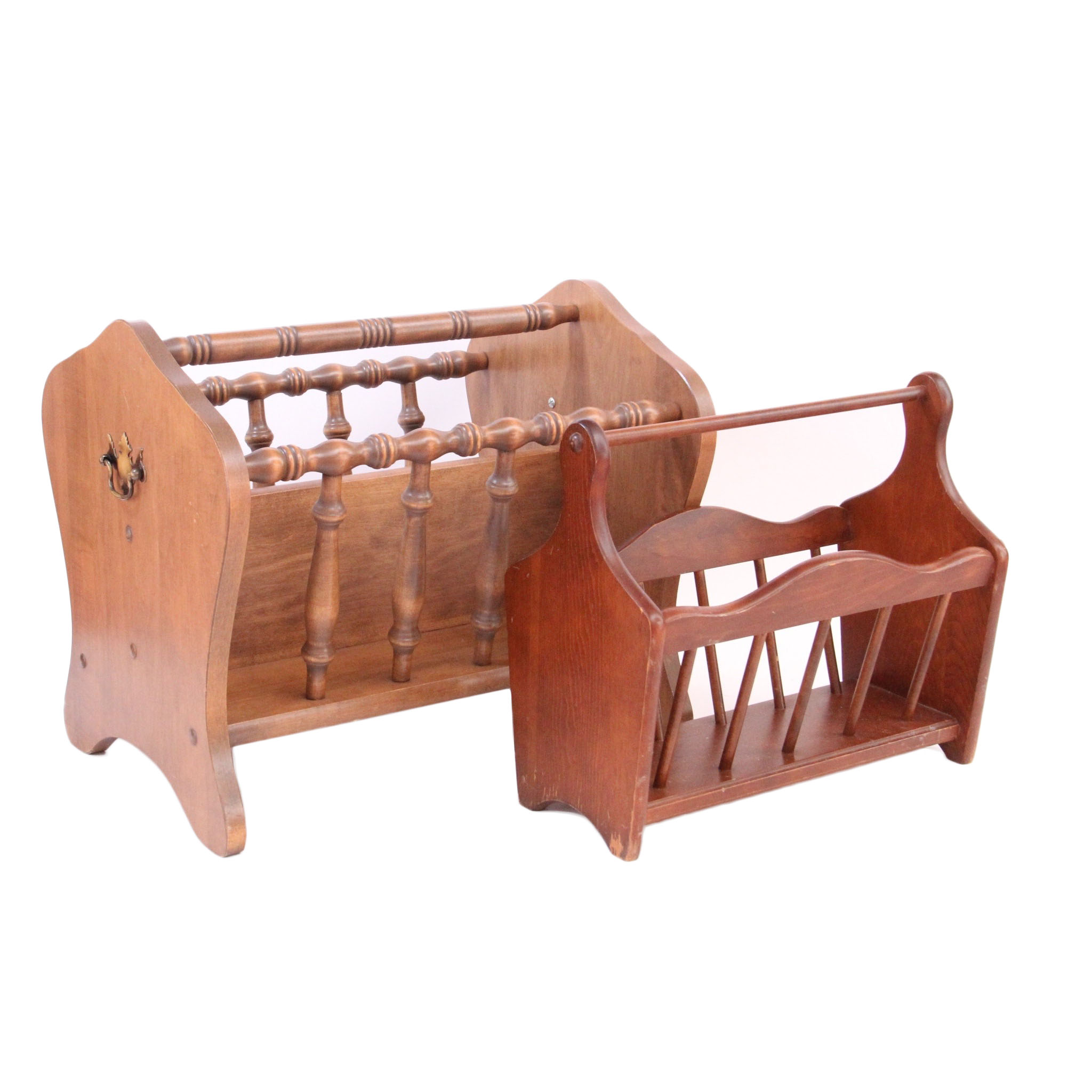 Two Vintage Wooden Magazine Racks