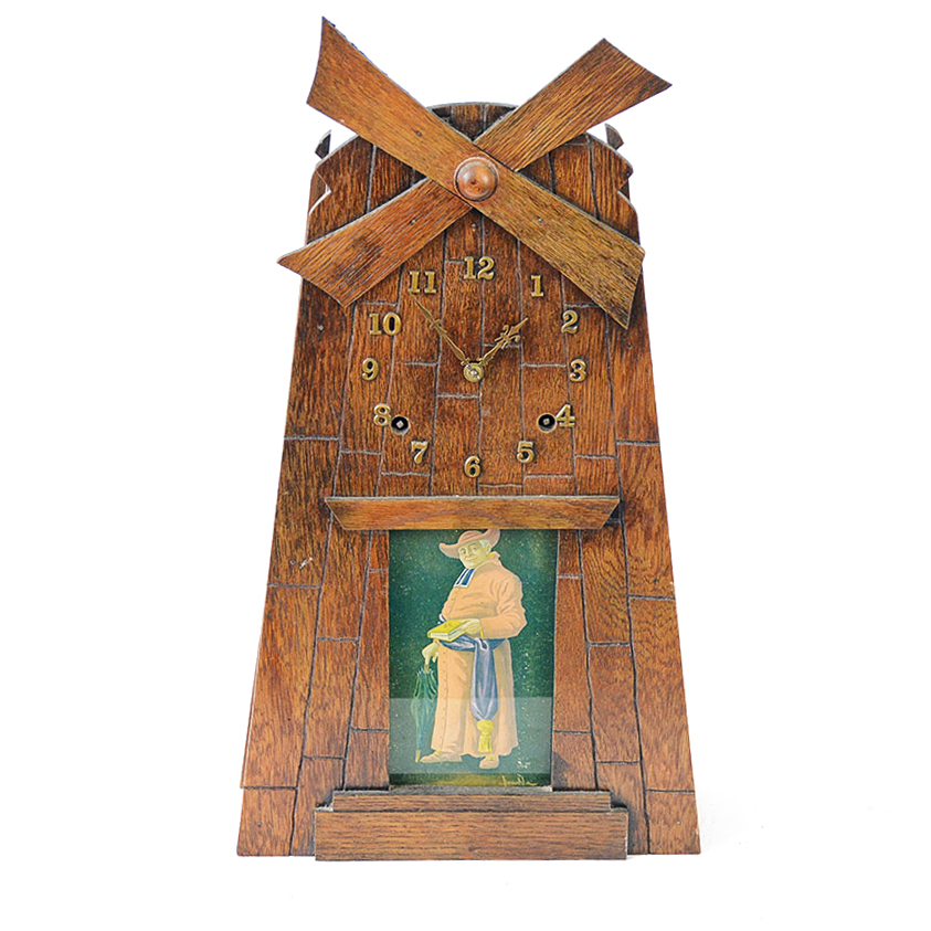 William L. Gilbert Arts and Crafts Windmill Mantel Clock