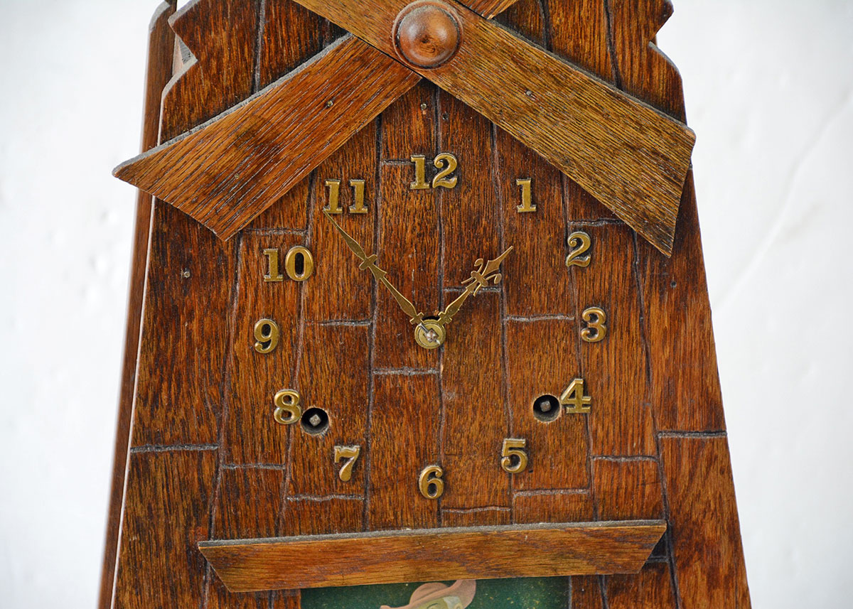 William L. Gilbert Arts and Crafts Windmill Mantel Clock