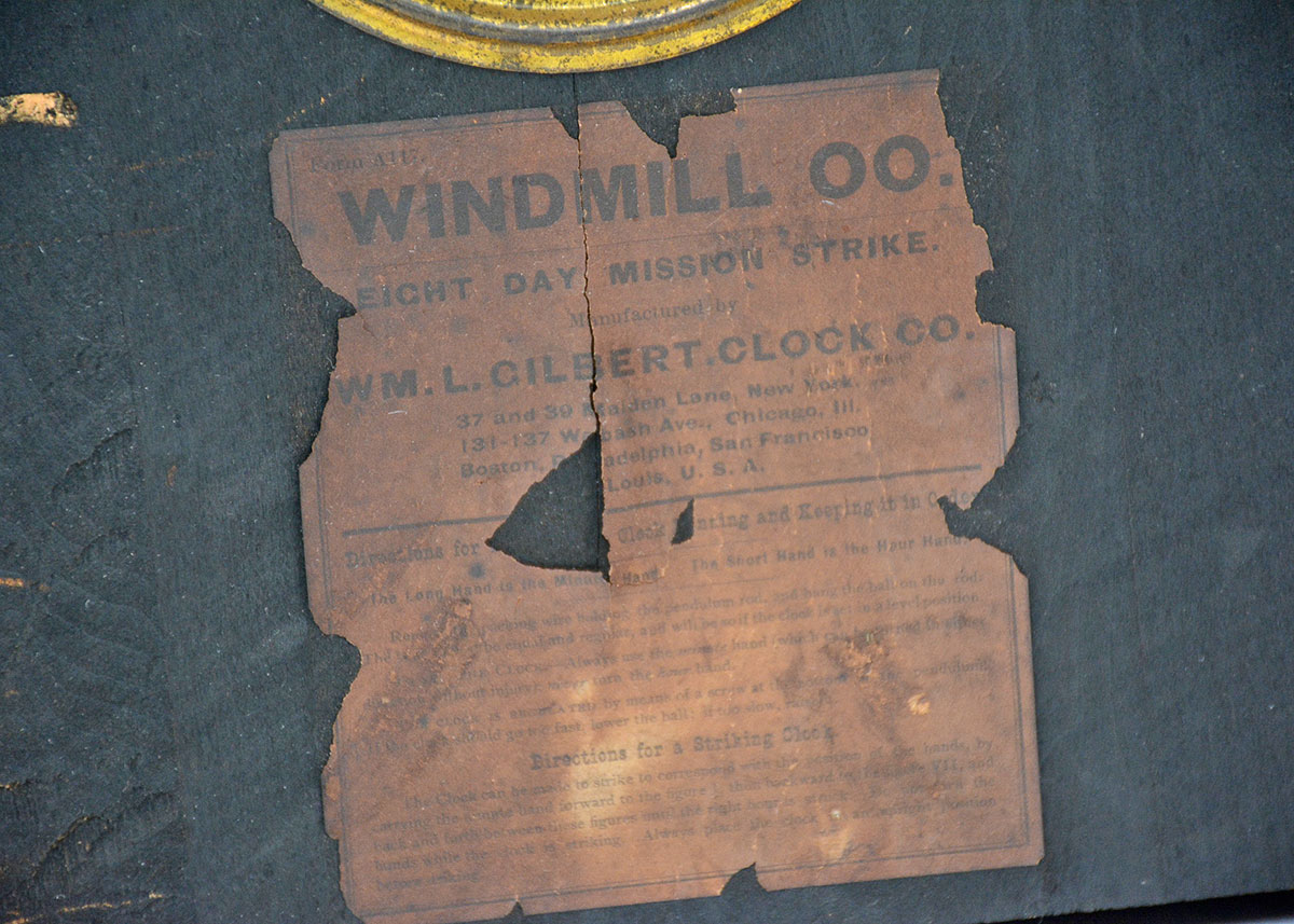 William L. Gilbert Arts and Crafts Windmill Mantel Clock