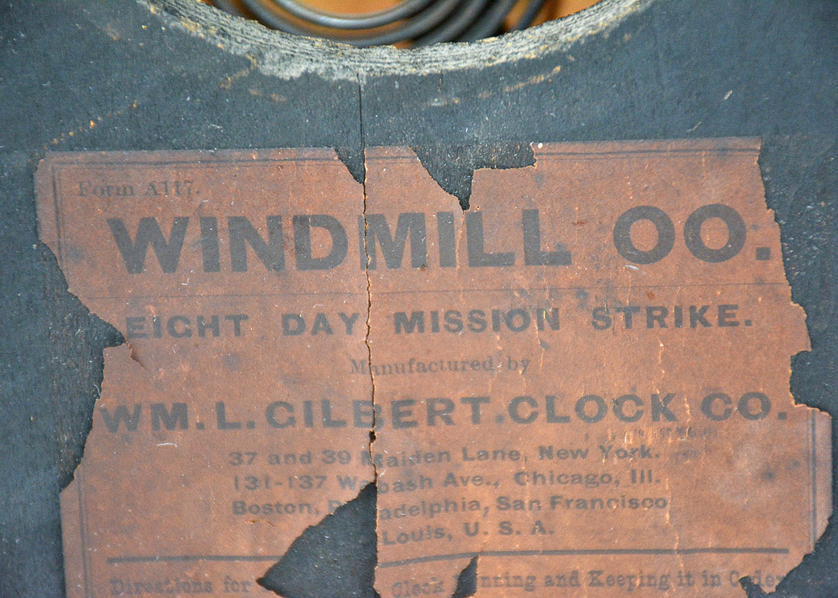 William L. Gilbert Arts and Crafts Windmill Mantel Clock