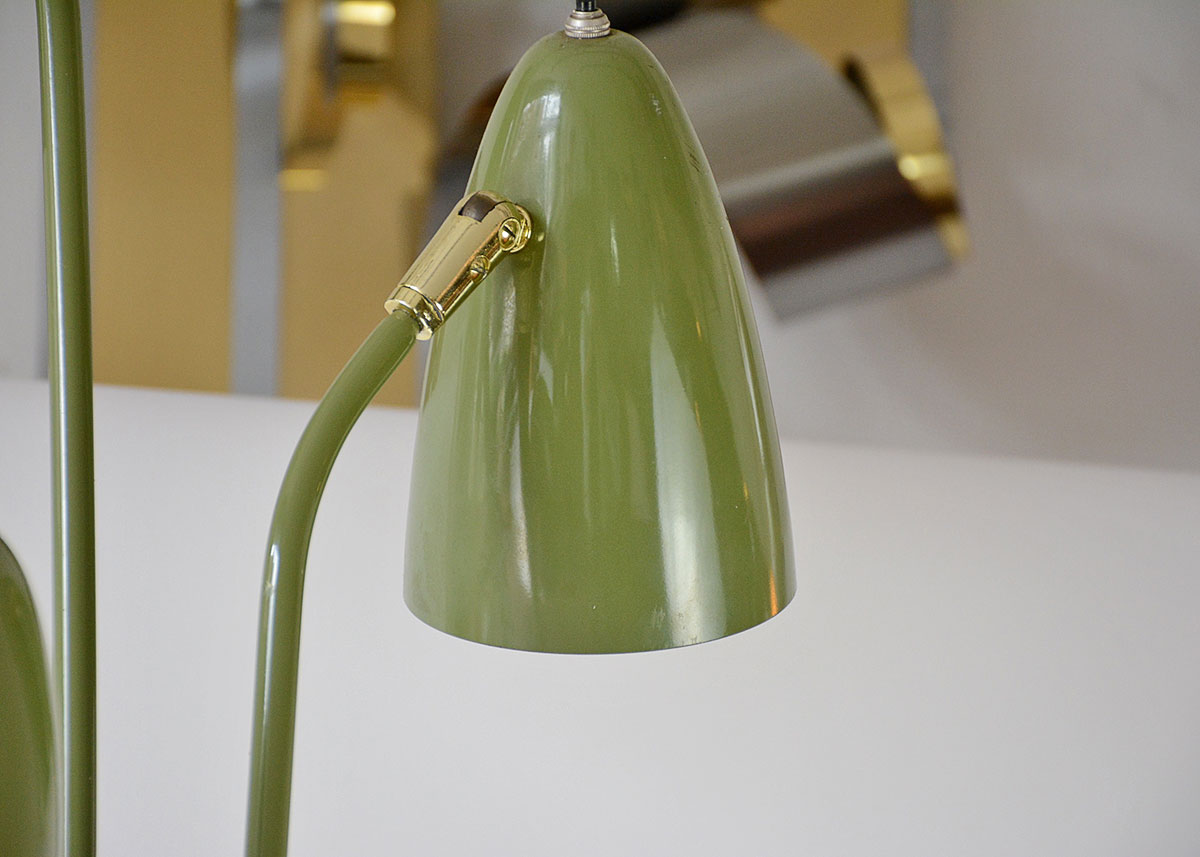 Vintage Green Metal Three Arm Floor Lamp