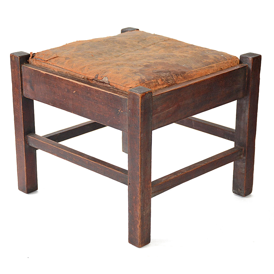 Leather Upholstered Mission Footstool