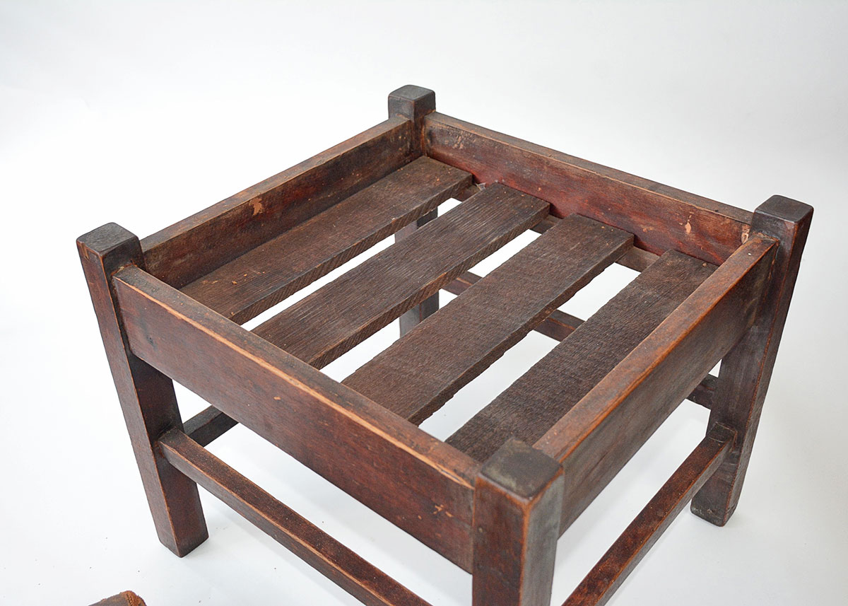 Leather Upholstered Mission Footstool