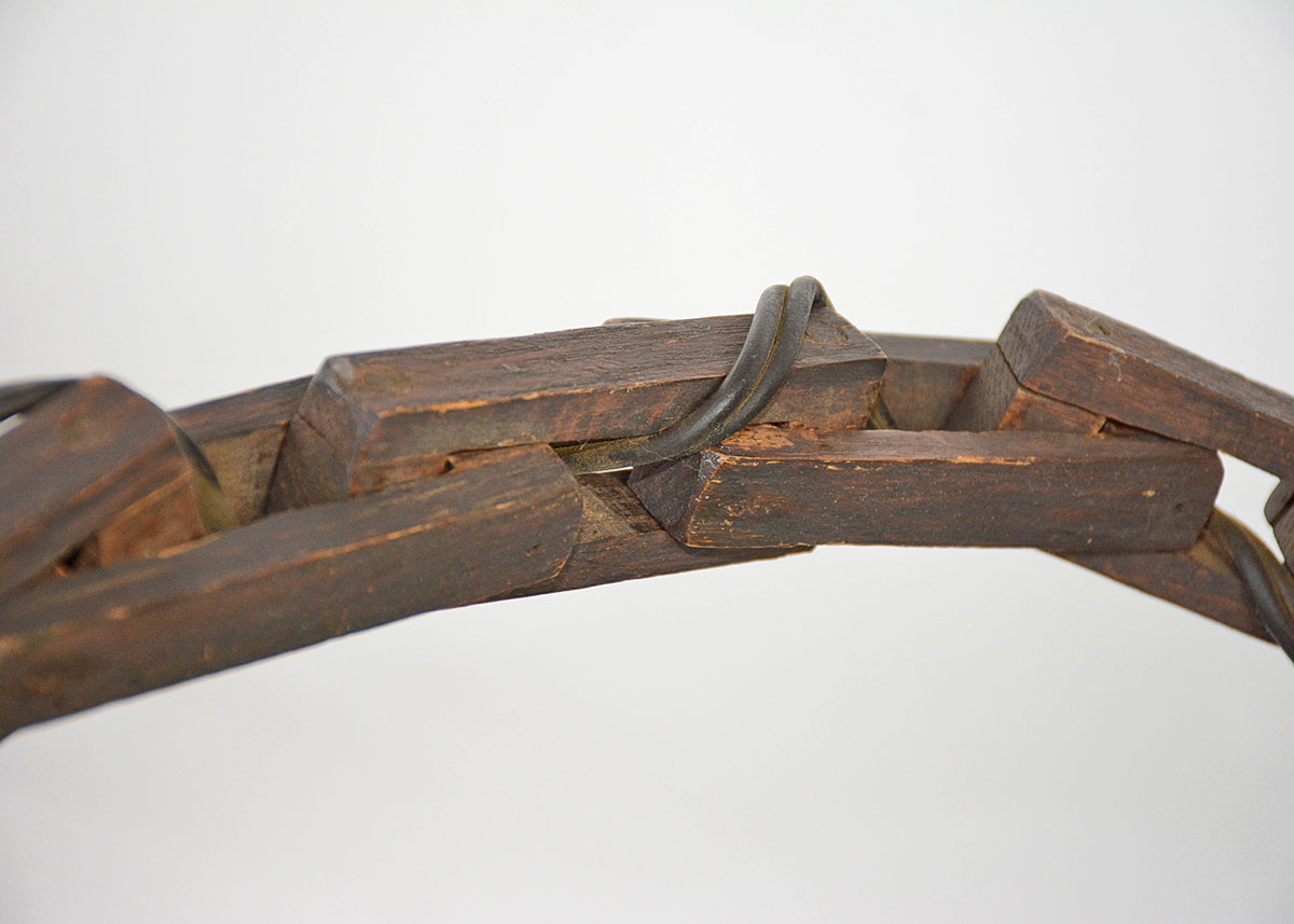 Arts and Crafts Leaded Stained Glass And Oak Pendant Lamp