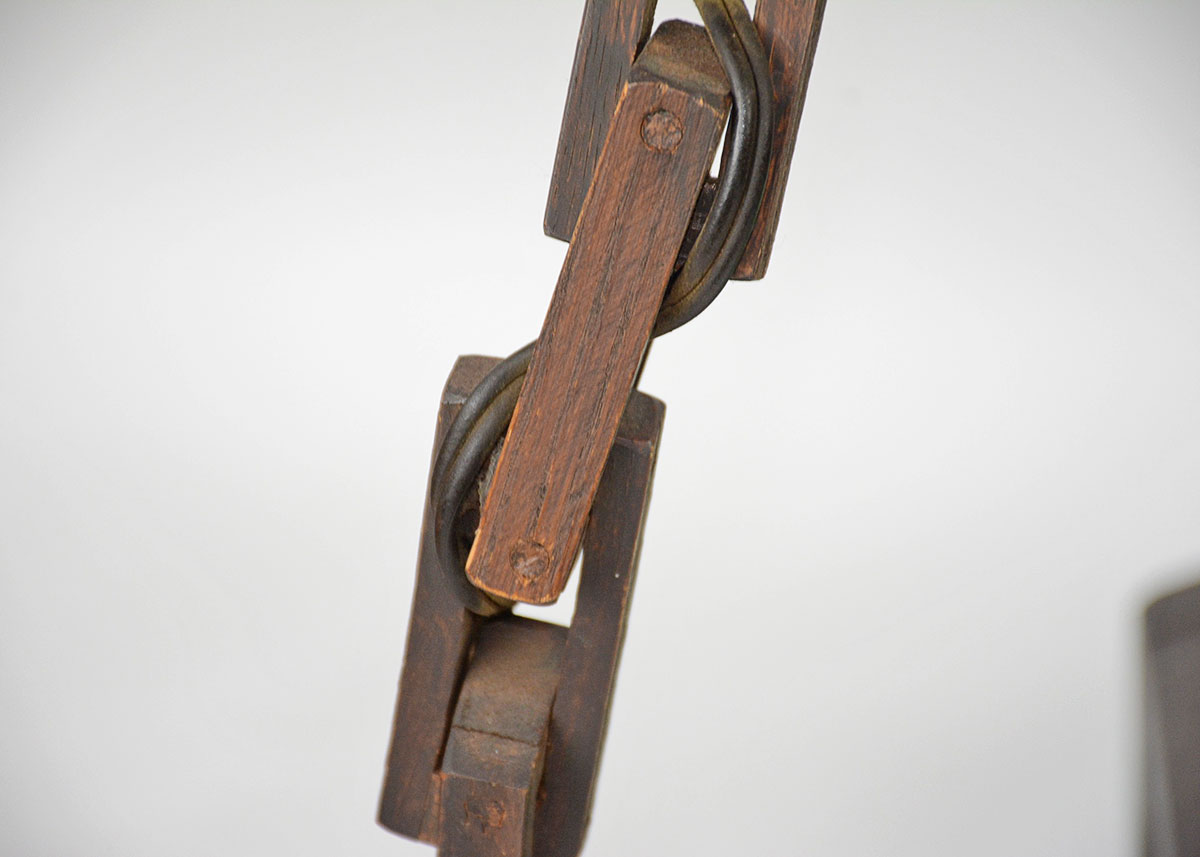 Arts and Crafts Leaded Stained Glass And Oak Pendant Lamp