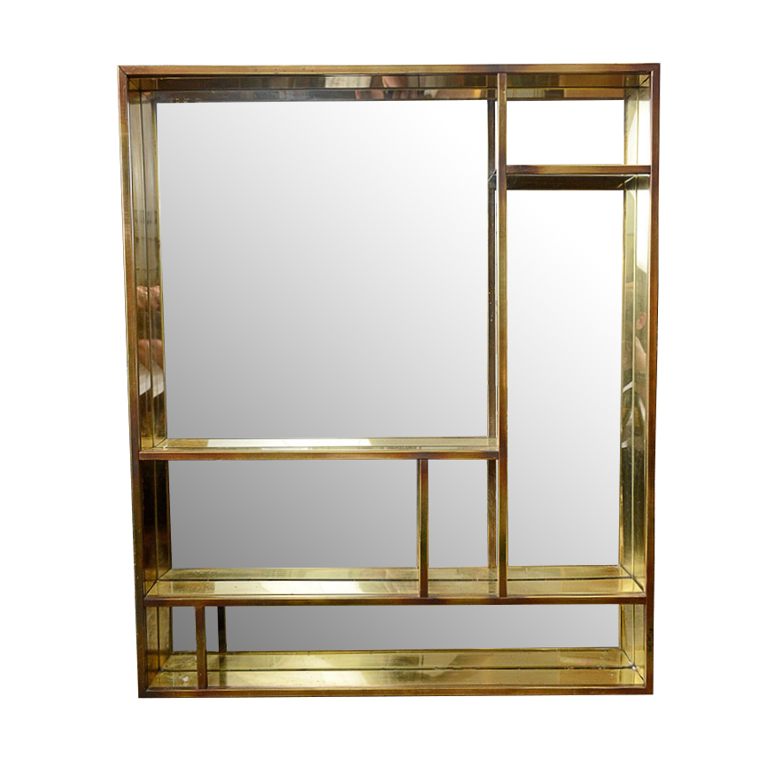 1979 Curtis Jeré Hanging Brass Mirror Shelf