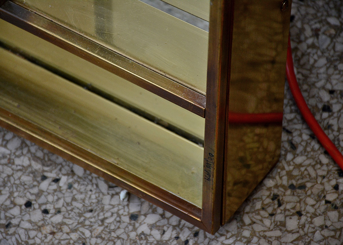 1979 Curtis Jeré Hanging Brass Mirror Shelf
